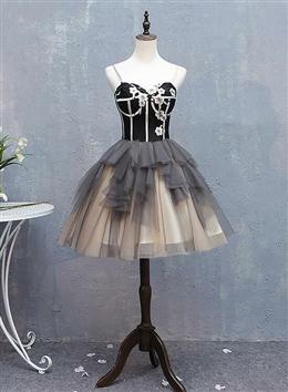 Picture of Black Color and Champagne Sweetheart Short Formal Dresses Party Dresses, Short Homecoming Dress